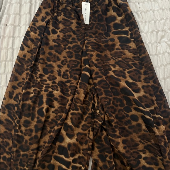 Naked Wardrobe Leopard Print Wide Leg Pants - Picture 2 of 3